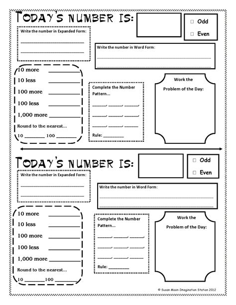 number of the day 4-digit|Number of the Day FREE Math Worksheets for Elementary.